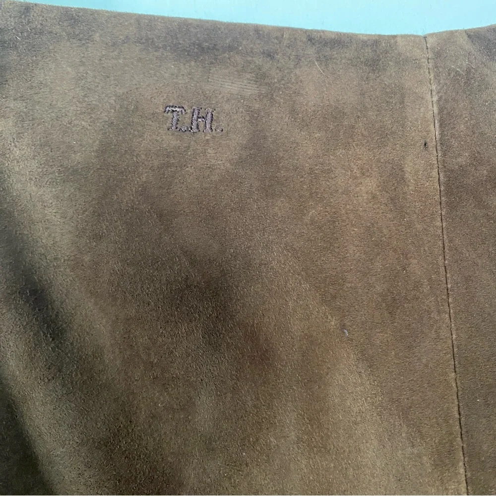 TOMMY HILFIGER Women's Chestnut Brown Suede A-Line Skirt Fully Lined Size 6